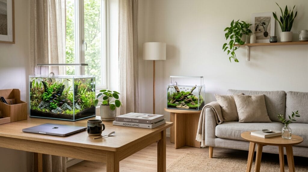 Featured Image: Smart aquarium placement ideas inside a cozy modern small apartment