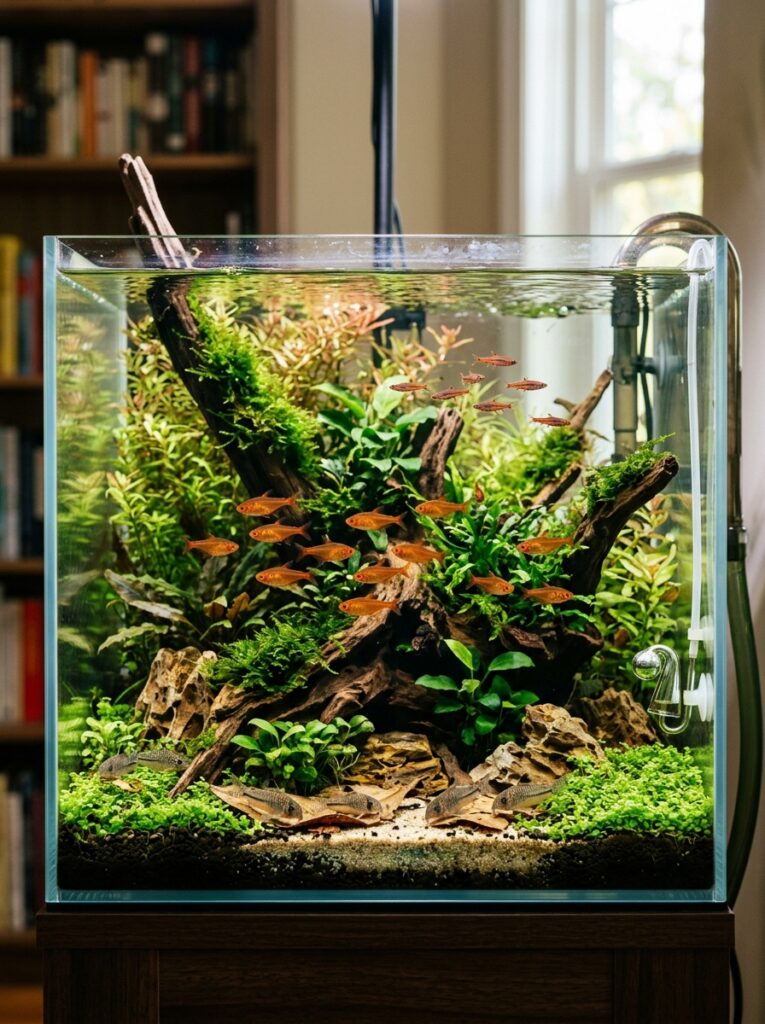 Compatible nano fish species sharing a peaceful aquarium