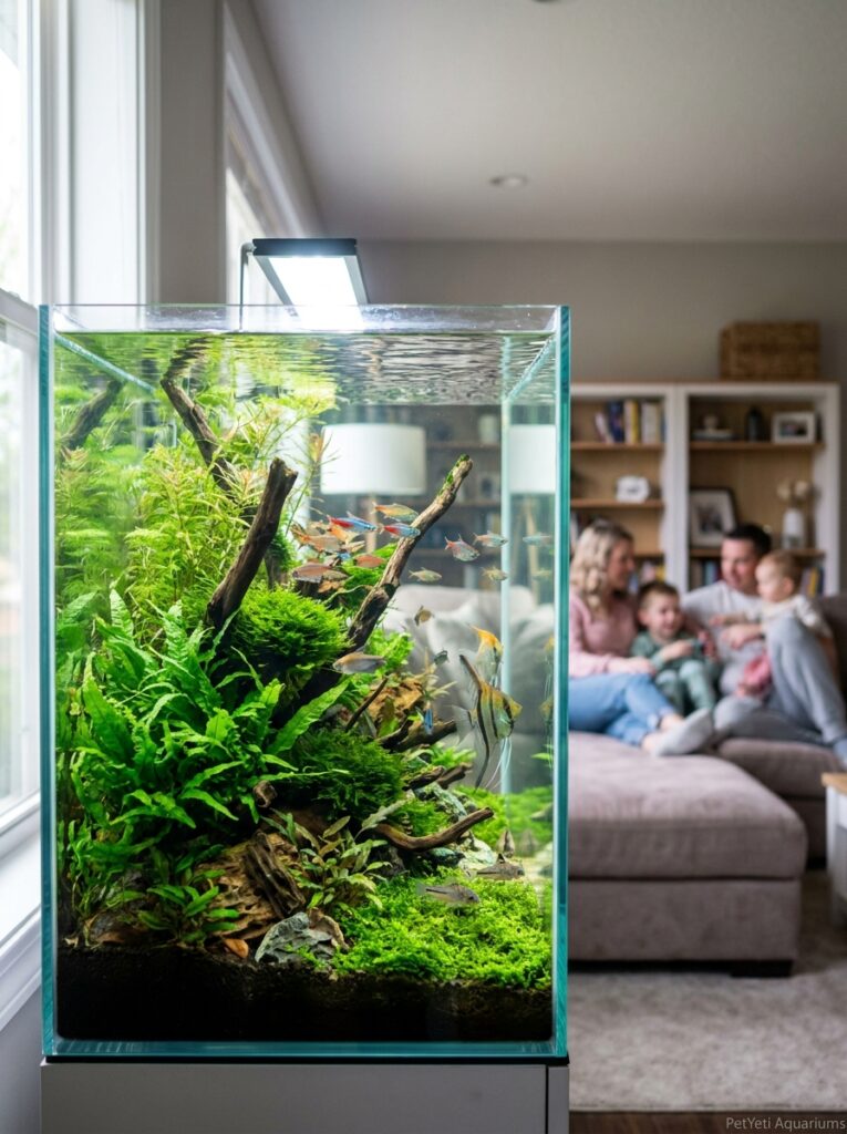 Thriving planted aquarium with crystal-clear water and healthy growth.