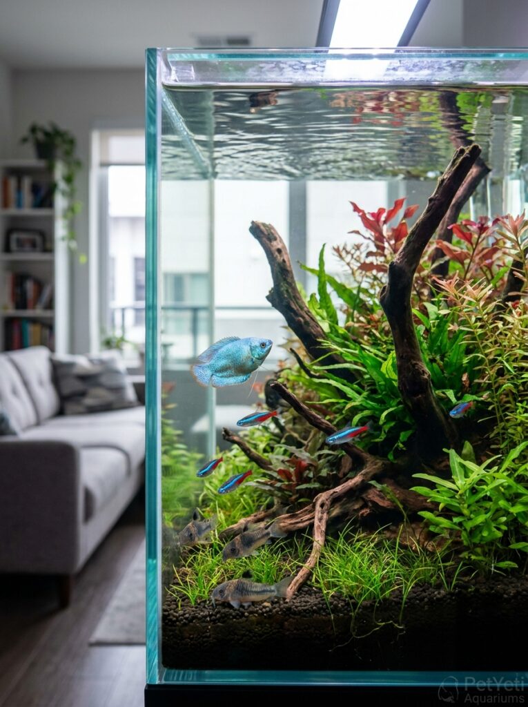 New fish interacting with established tank mates.