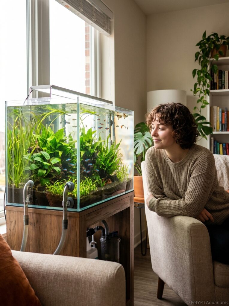 Healthy aquarium filter supporting clear water and biological filtration.