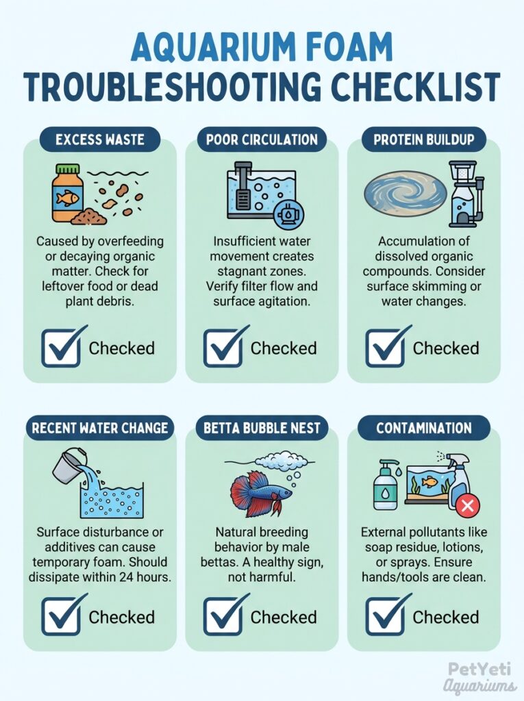 Aquarium foam troubleshooting checklist for beginners