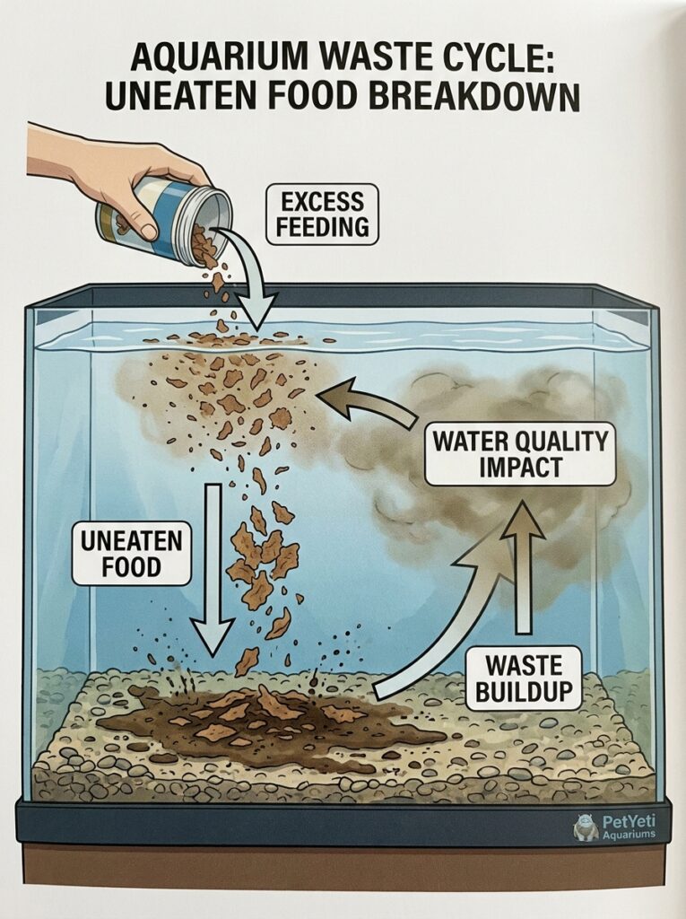 Overfeeding fish causing aquarium waste buildup