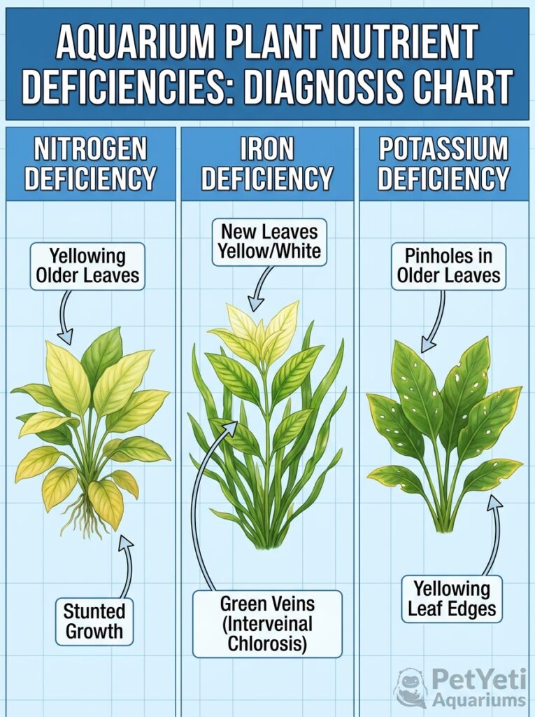 Common nutrient deficiencies causing aquarium plants to turn yellow