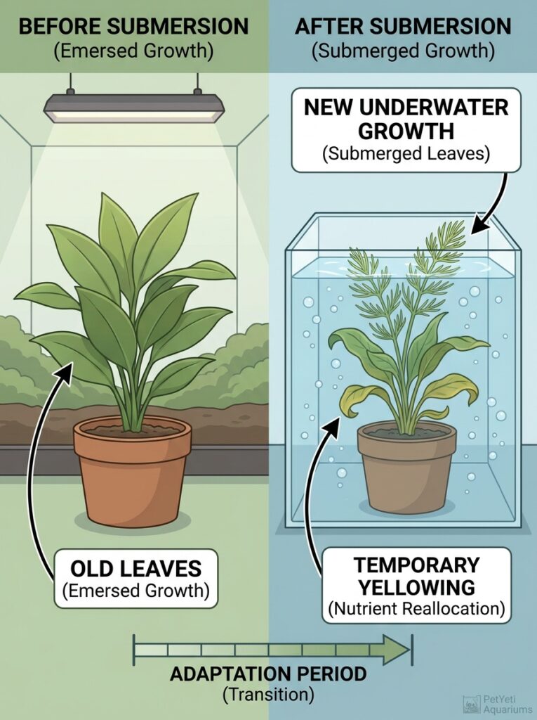 New aquarium plants adapting to underwater conditions