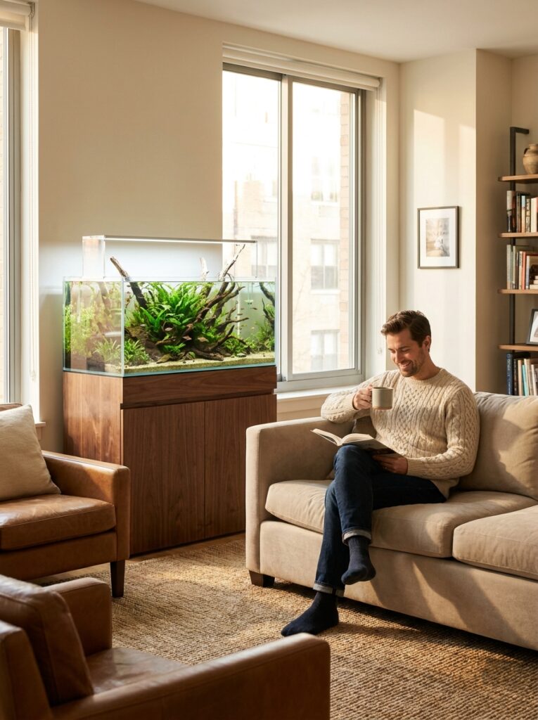 Healthy low-maintenance aquarium designed for a busy lifestyle