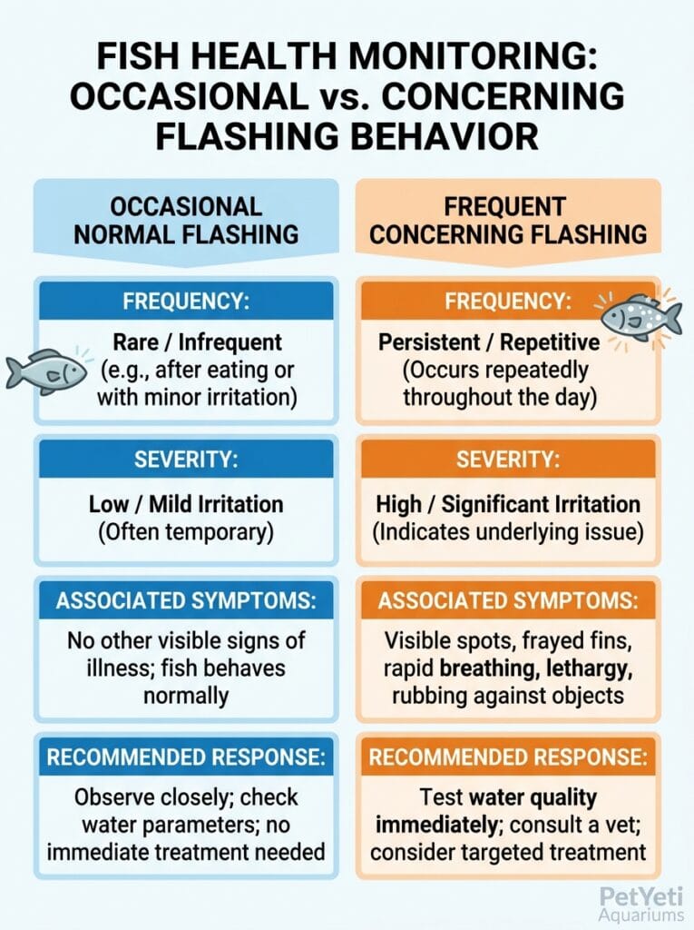Comparing occasional fish flashing and constant flashing behavior