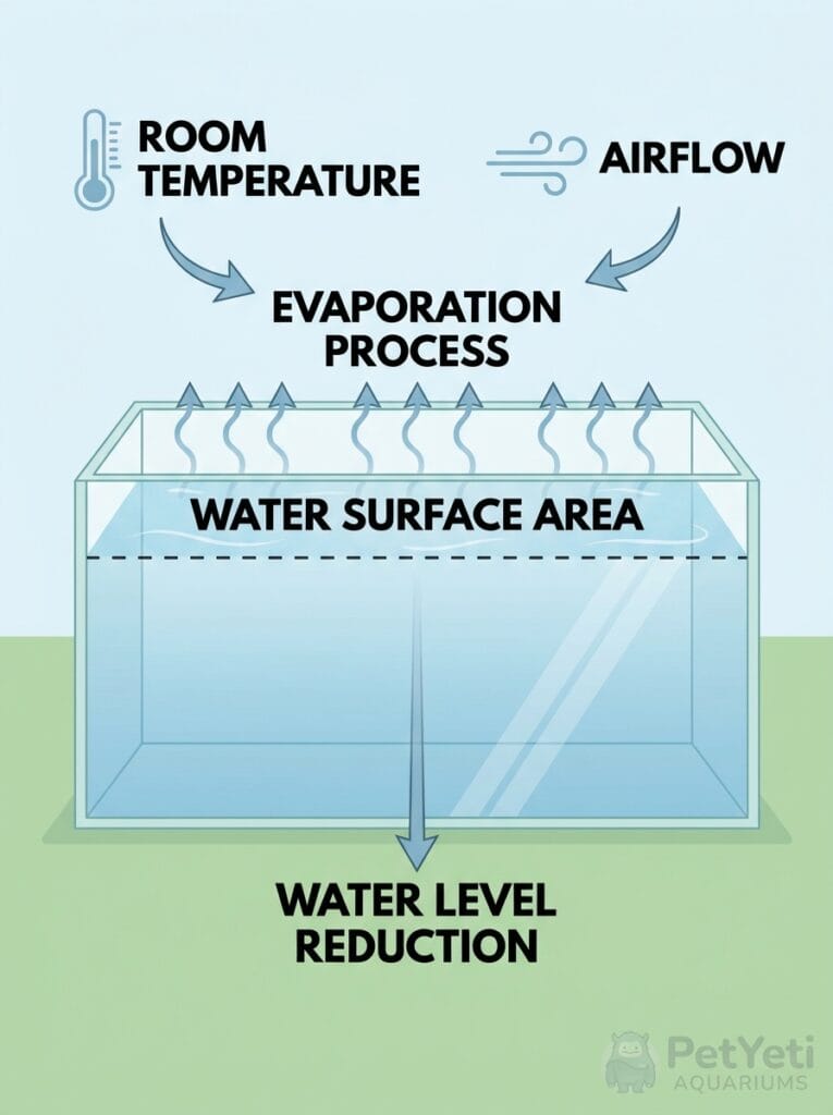 Natural evaporation lowering aquarium water levels