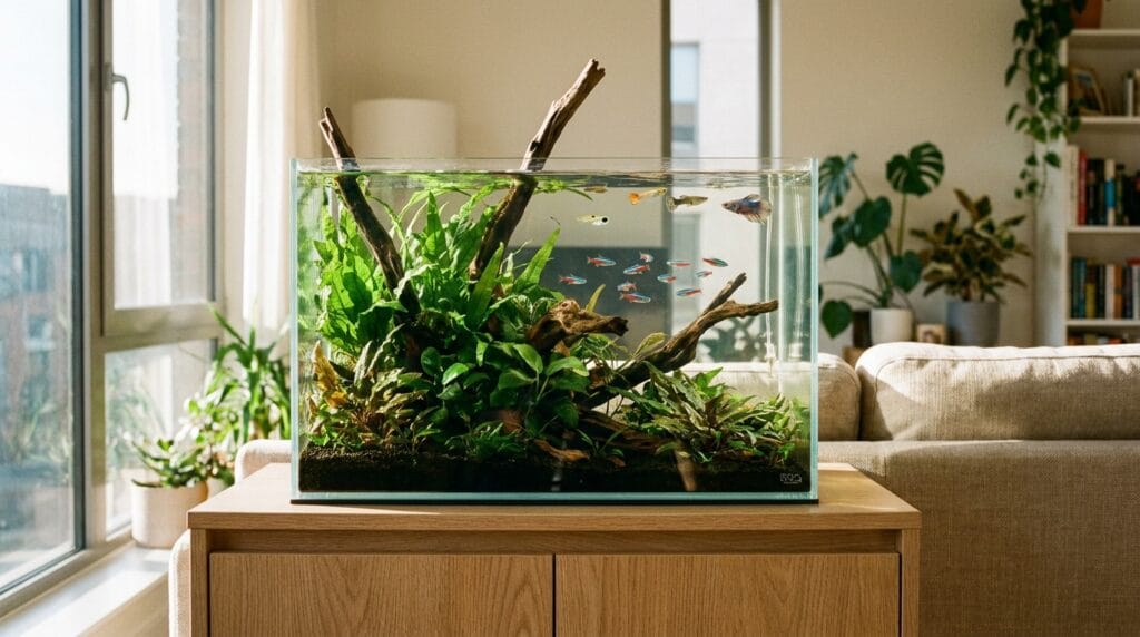 Best fish for 10 gallon aquarium setups in a peaceful planted tank.