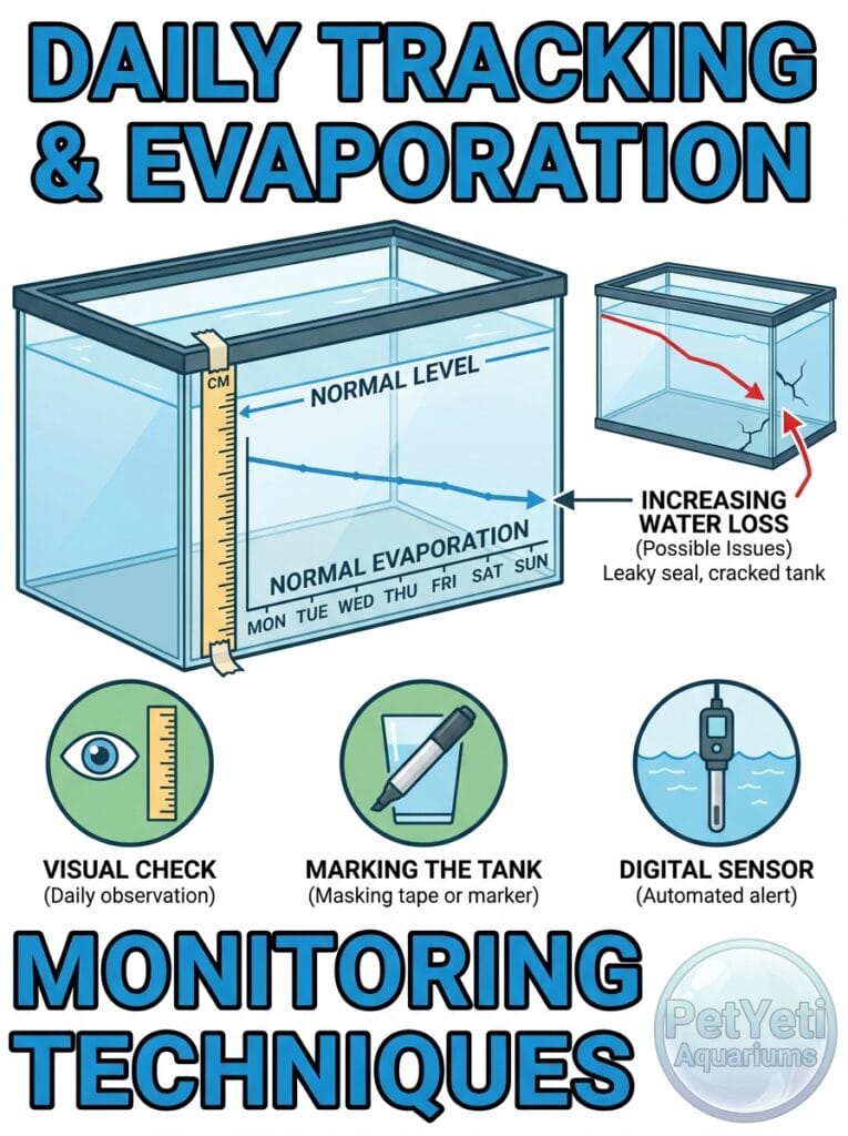Tracking aquarium water levels to identify worsening water loss