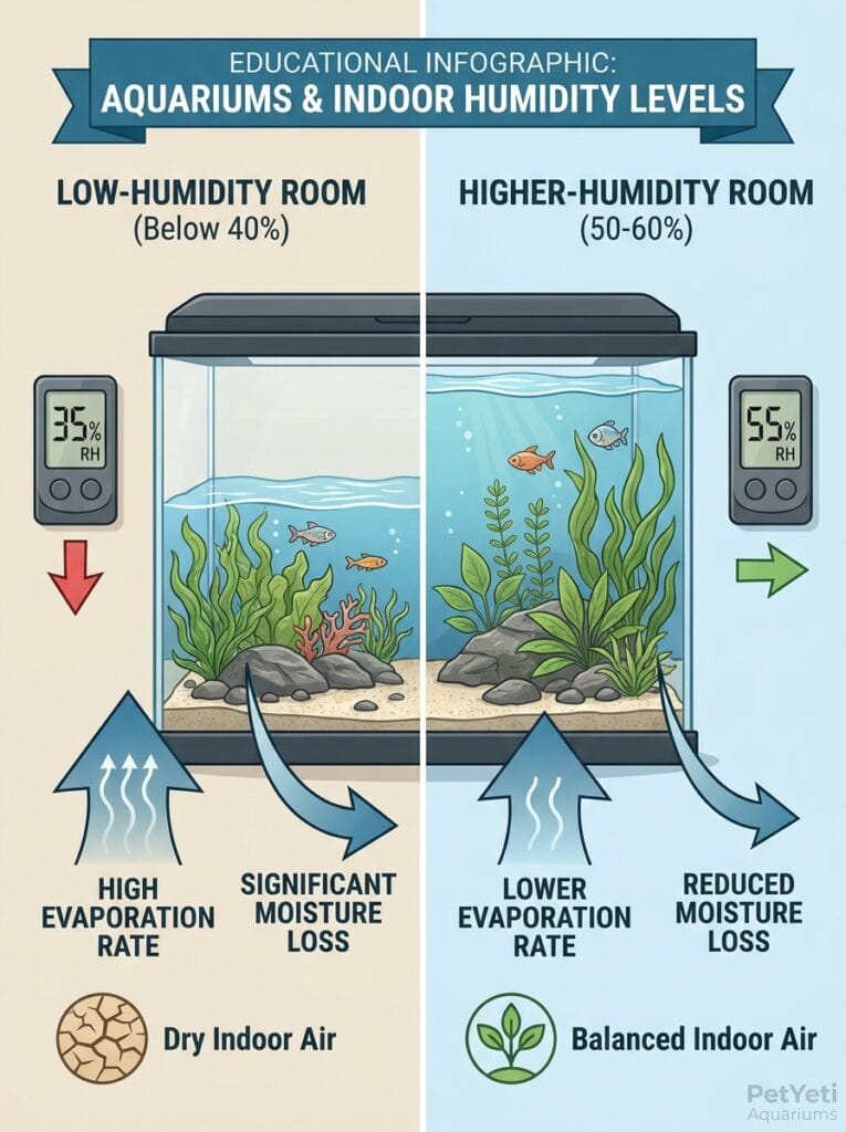 Indoor humidity affecting aquarium evaporation rates