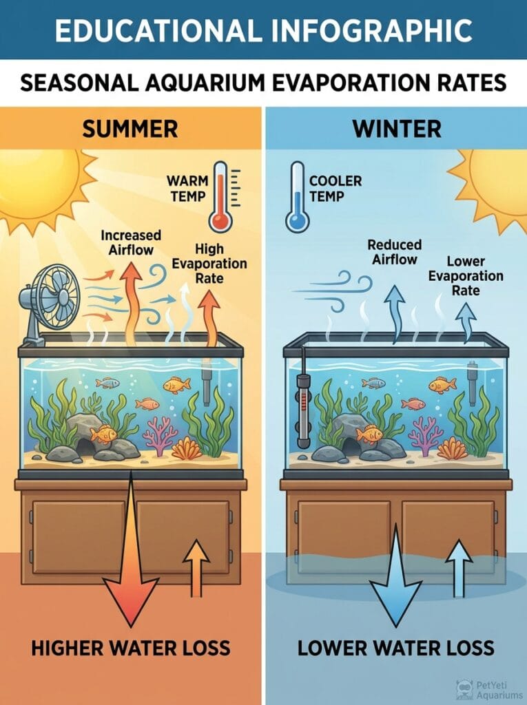 Seasonal changes affecting aquarium evaporation