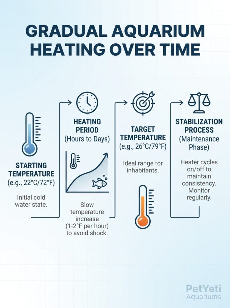 Aquarium temperature increasing gradually after heater installation