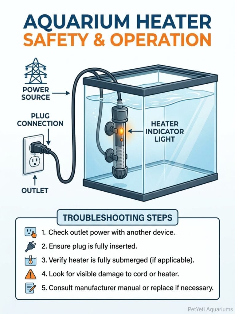 Checking power connections on an aquarium heater