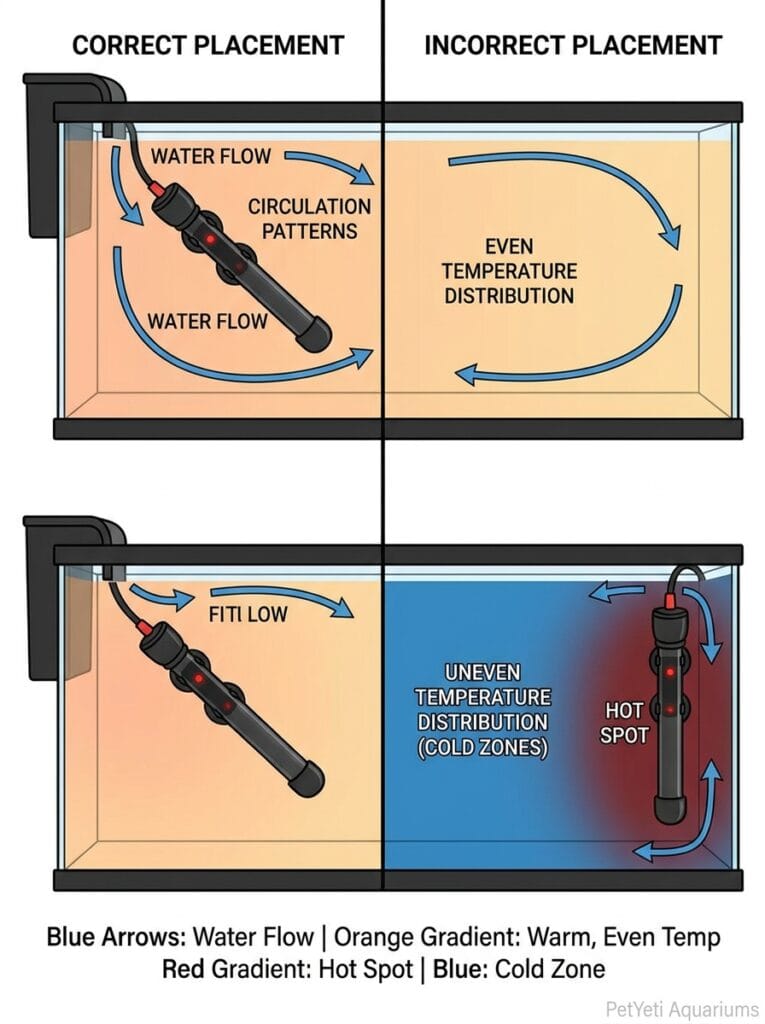 Correct placement of an aquarium heater