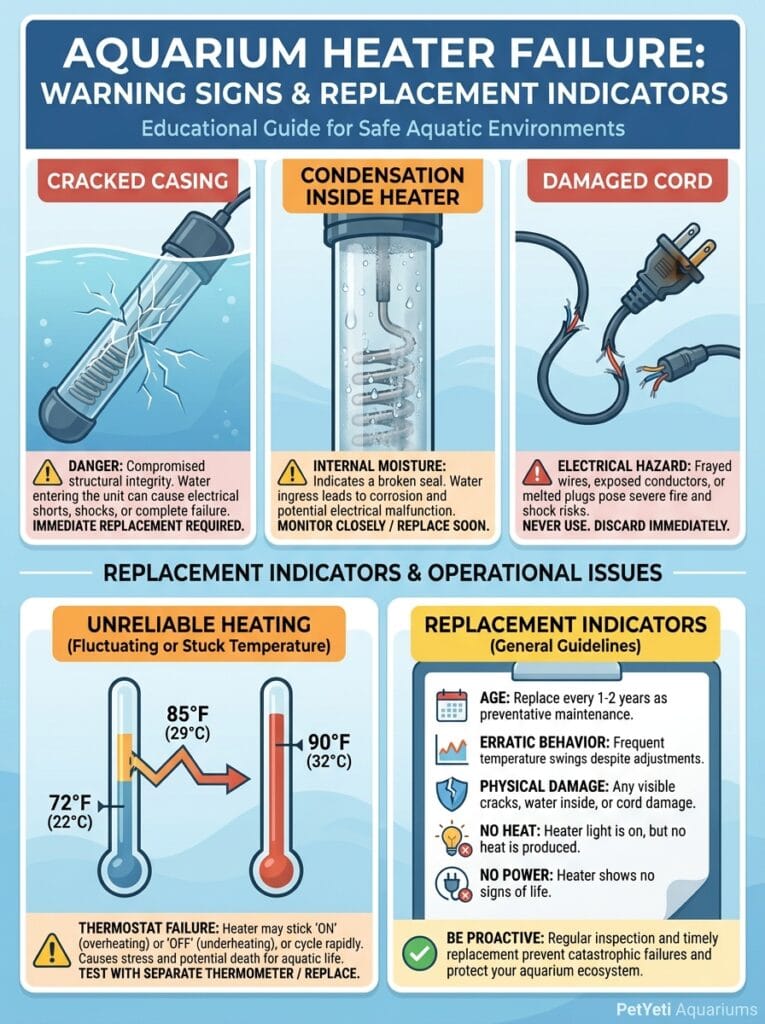 Warning signs of aquarium heater failure