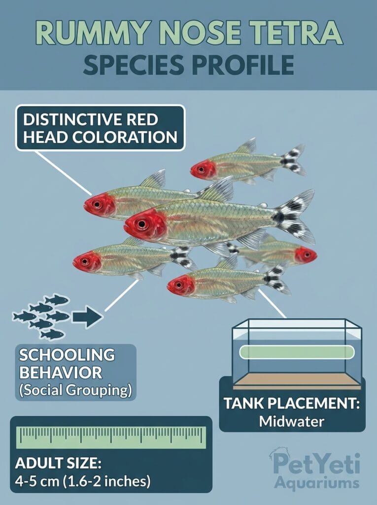 School of Rummy Nose Tetras swimming together