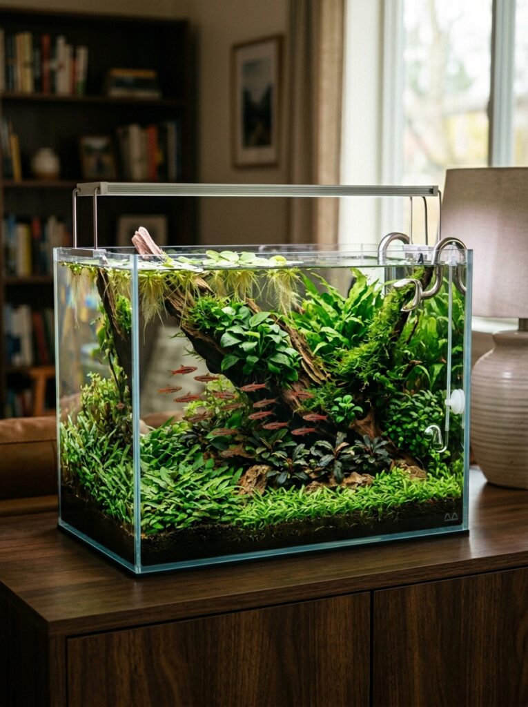 Beautiful nano aquascape featuring beginner-friendly aquarium plants