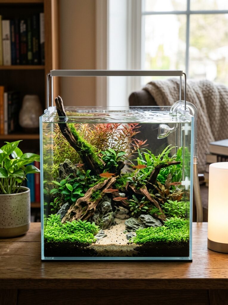 Foreground plants growing at the front of a planted aquarium