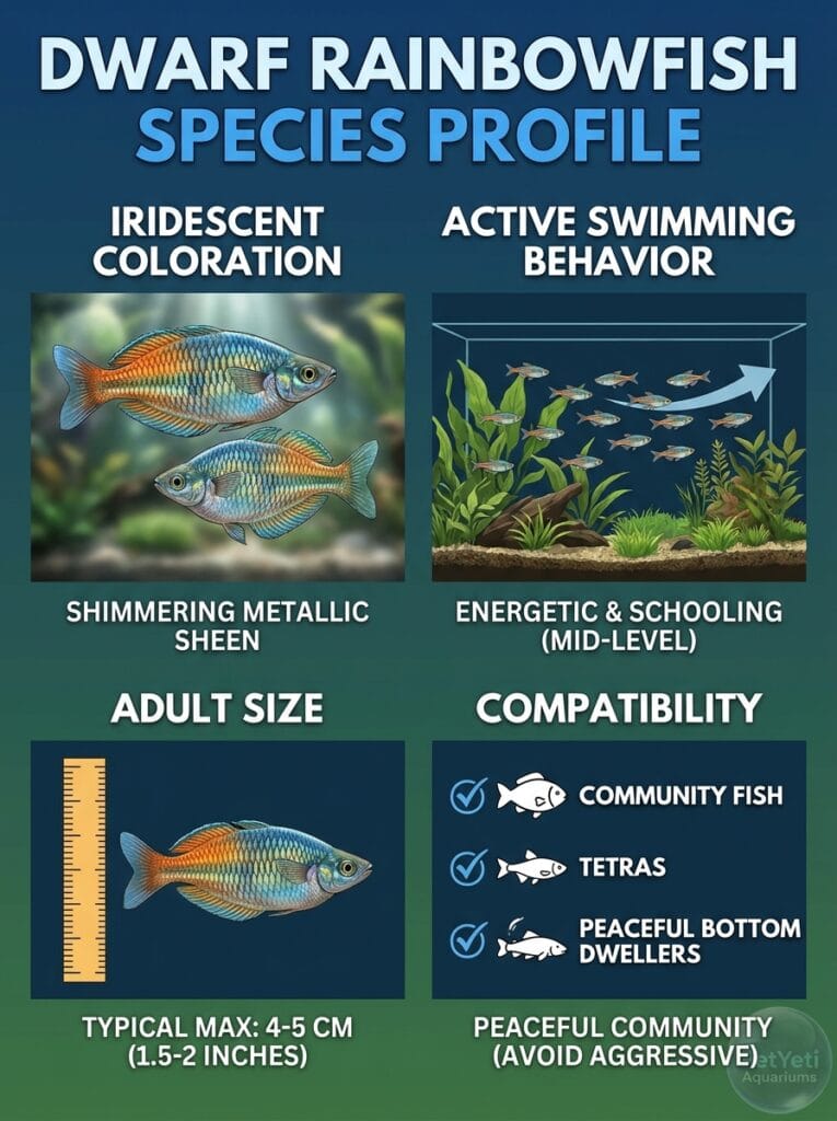 Dwarf Rainbowfish displaying colorful iridescent scales