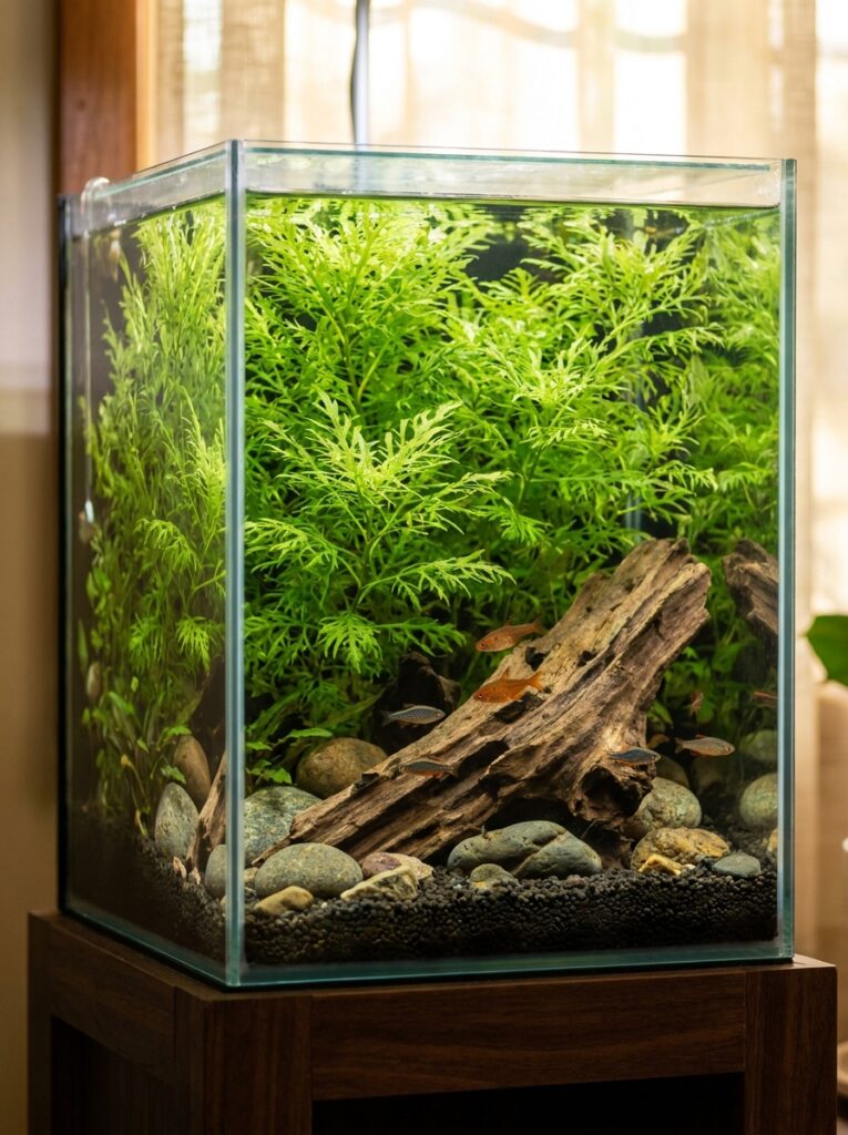 Dense Water Wisteria creating a lush aquarium backdrop