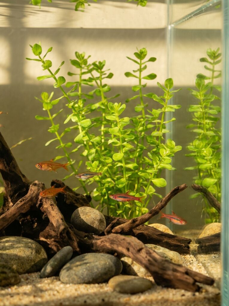 Bacopa Caroliniana with upright stems and rounded leaves