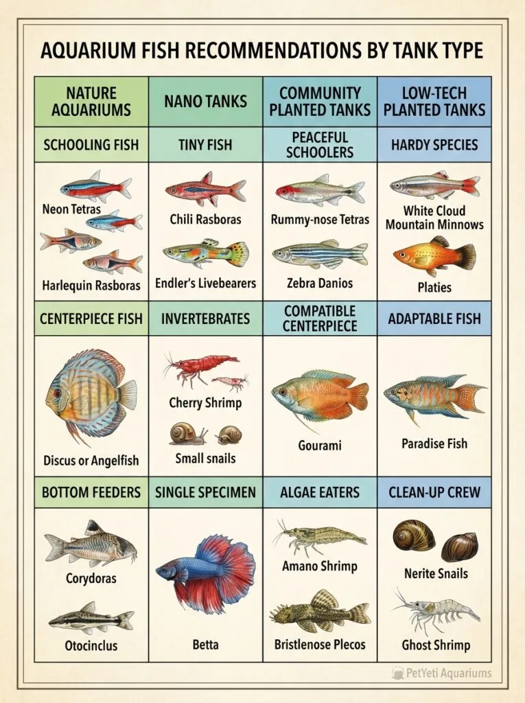 Fish recommendations for different planted aquarium styles