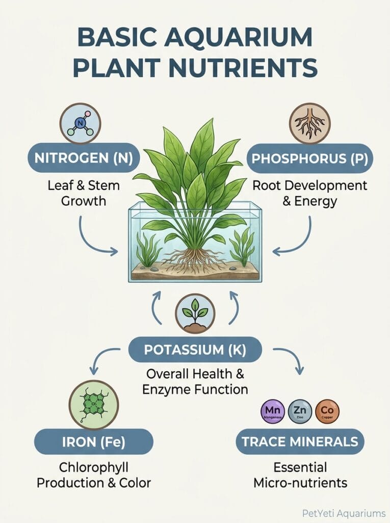 Essential nutrients required by aquarium plants