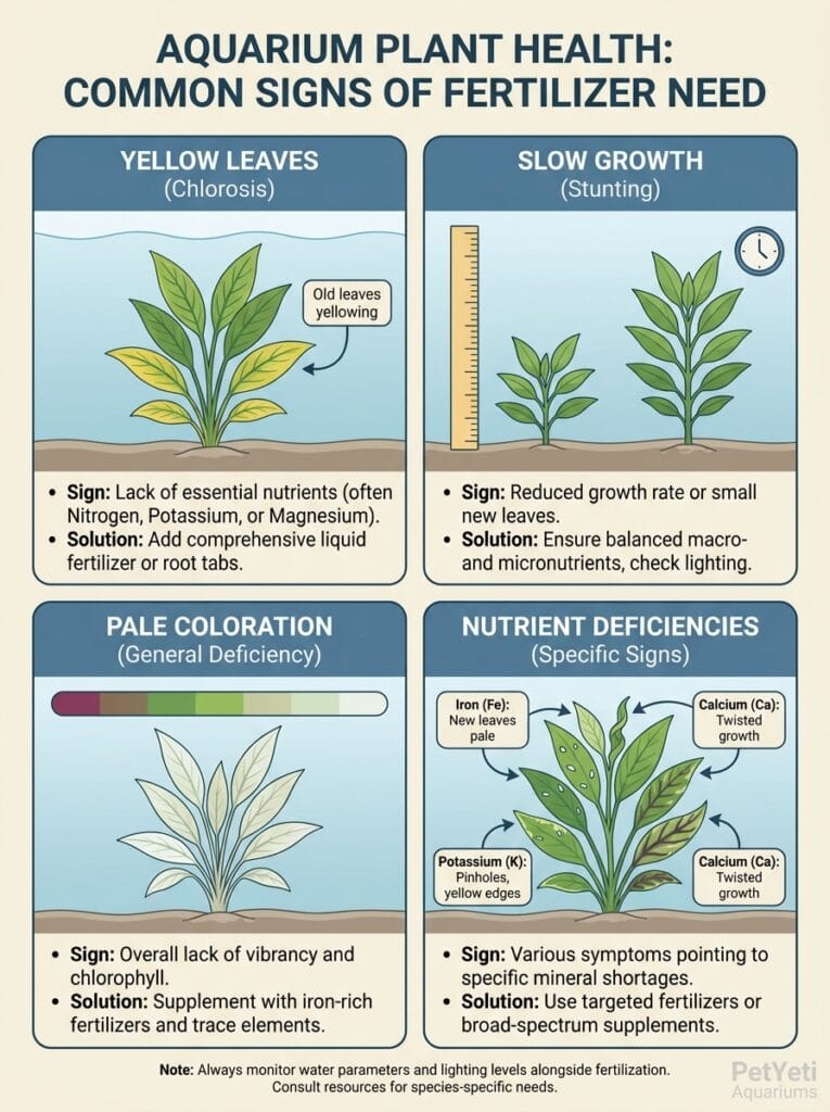 Signs that aquarium plants may need fertilizer