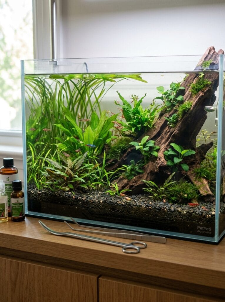 Root tabs and liquid fertilizer used in a planted aquarium