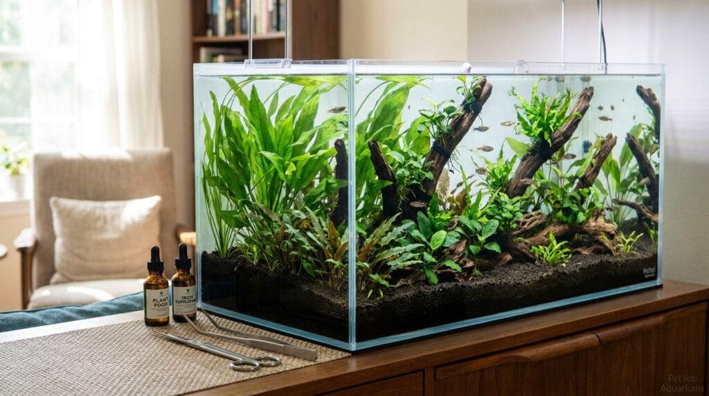 Root tabs and liquid fertilizer used in a planted aquarium