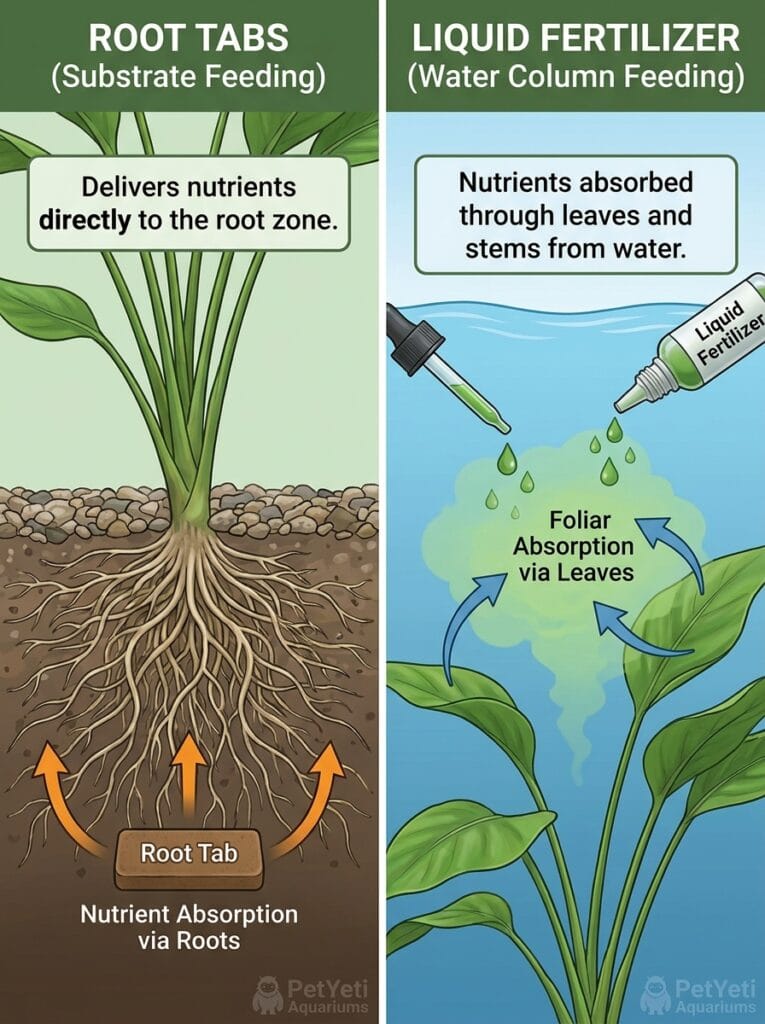 Root tabs versus liquid fertilizer nutrient absorption comparison
