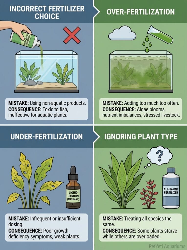 Common mistakes when using aquarium plant fertilizers