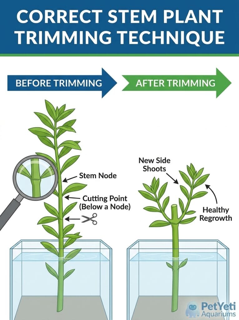 Correct trimming method for stem aquarium plants