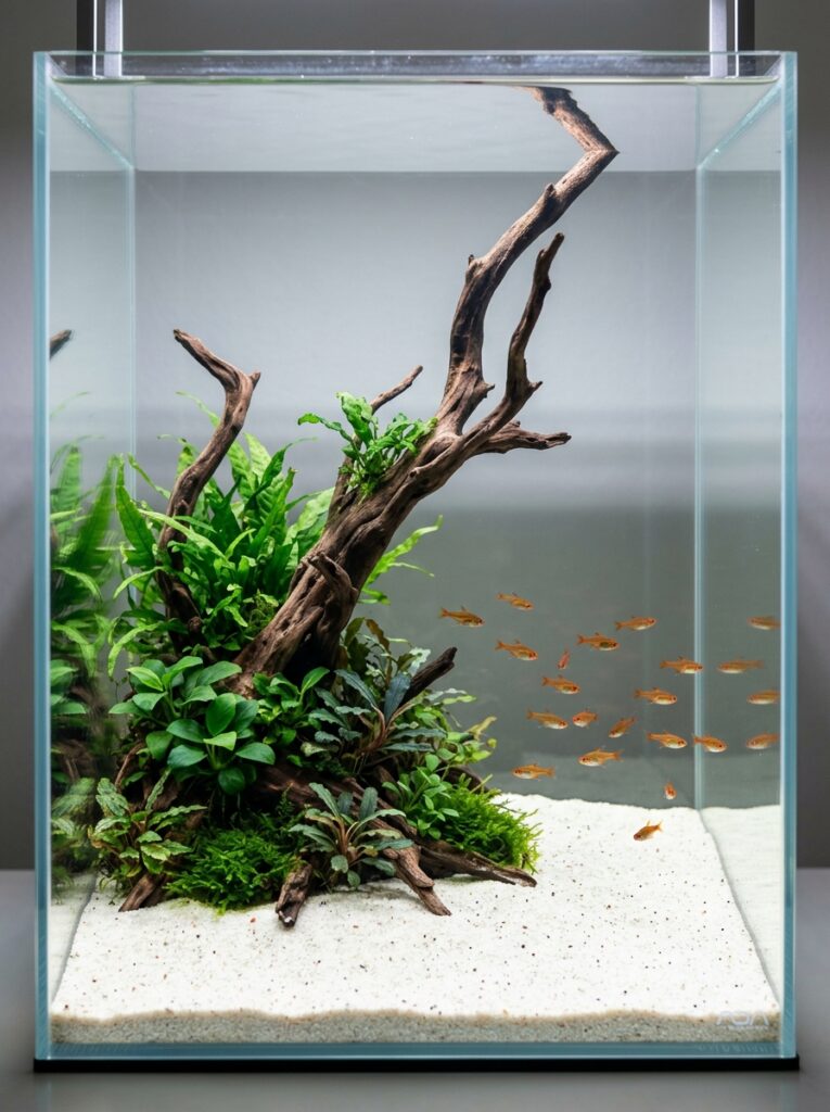 Minimalist aquascape demonstrating the use of negative space