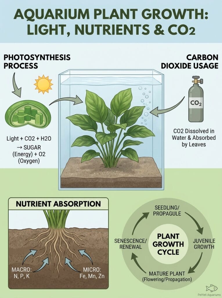 How aquarium plants use carbon dioxide for growth