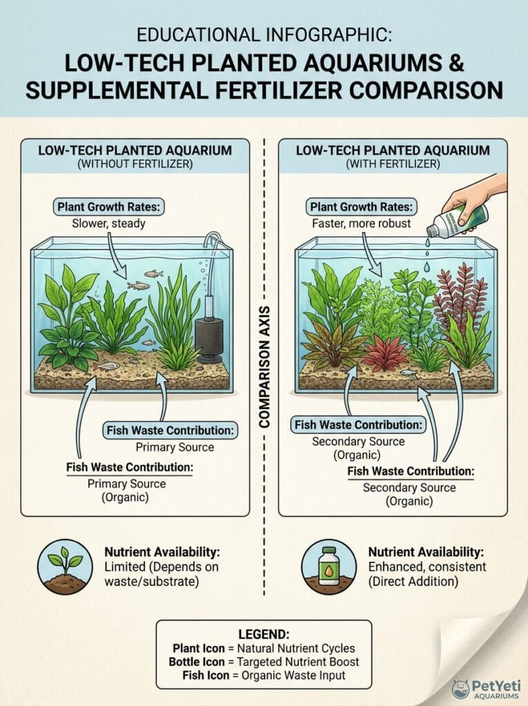 Do low-tech planted aquariums need fertilizer