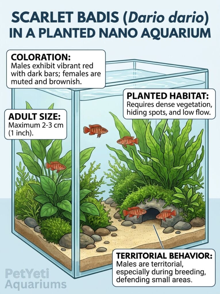 Scarlet Badis in a planted 5 gallon aquarium