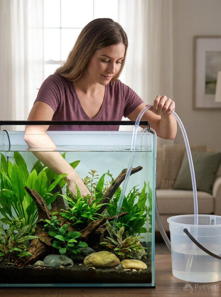 Planted freshwater aquarium with healthy plants growing in stable and well-maintained water conditions.