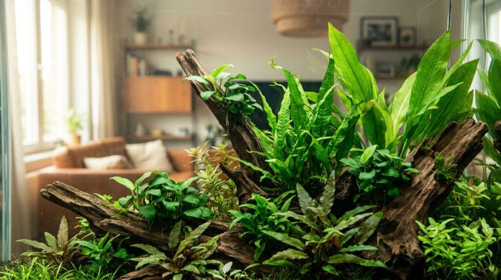 Aquarium plants not growing in a beginner planted tank with Anubias, Java Fern, Cryptocoryne, and Amazon Sword.