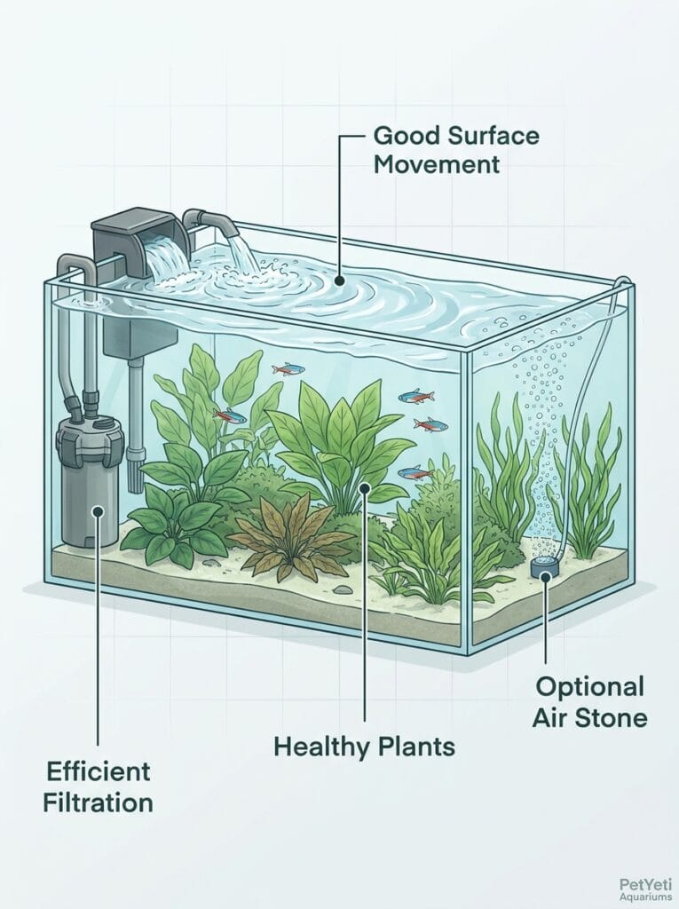 Aquarium where an air stone may not be necessary