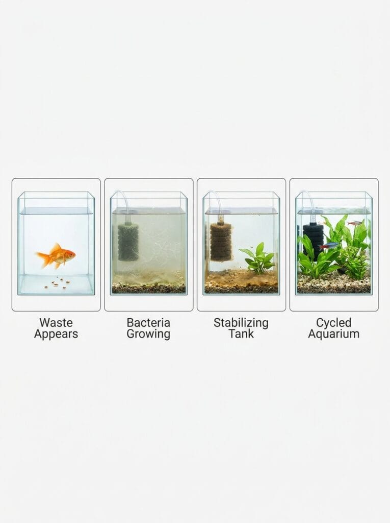 Aquarium cycling process explained visually